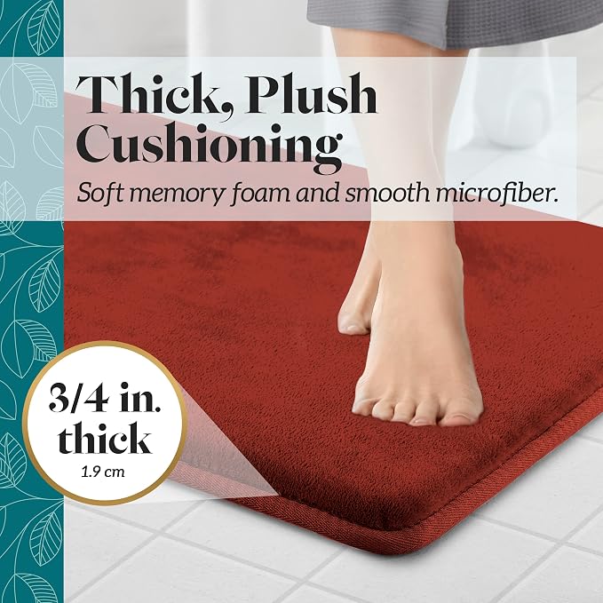 Memory Foam Bath Mat Non Slip Absorbent Super Cozy Velvet Bathroom Rug Carpet (22 inches X 42 inches, Autumn Glaze)