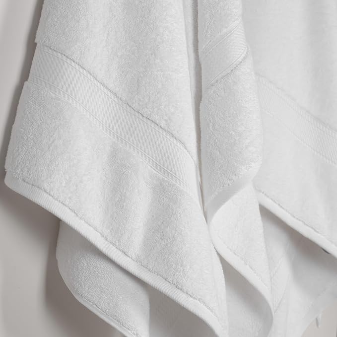 Superior Egyptian Cotton Plush & Absorbent, Bath Towel Set of 2, White | Quick Dry, Soft Luxury Towel Set, Bath Essentials for Bathroom, Guest Bath, Spa, 2 Piece Bath, Madeline Towels