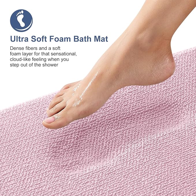 OLANLY Memory Foam Bathroom Runner Rugs 70x24, Long Bath Mats, Dusty Rose | Soft Quick Dry Bath Rugs, Non-Slip, Absorbent Machine Washable Mat for Bathroom Floor, Tub and Shower, Home Decor Accessories