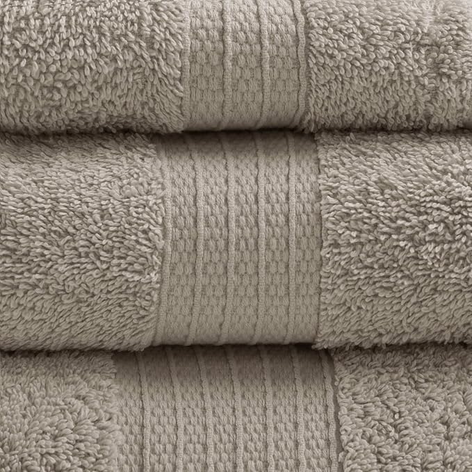 Madison Park Organic Cotton Bath Towel Set Absorbent, 6 Piece, Tan | Quick Dry, Plush Feel, Hotel Quality for Bathroom, Oversized, OEKO-TEX Certified