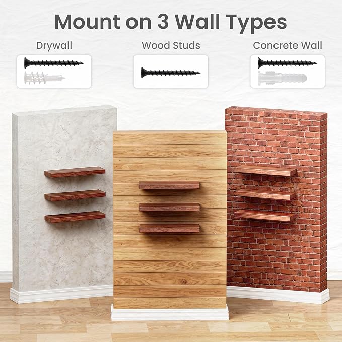 36 in Floating Shelves for Wall Decor Color Walnut,Pack 2 | Modern floating shelves for living room,bedroom,kitchen and bath.Organize & display books,photos and decor.easy mount,sturdy.
