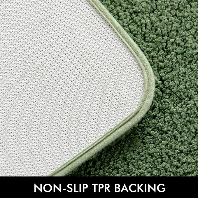 MIULEE Moss Green Large Bathroom Rugs Soft Microfiber Bath Mat 24x36 Inch | Absorbent, Non Slip, Quick Dry, Fluffy Bath Rugs for Bathroom Floor Tub Showers, Machine Washable