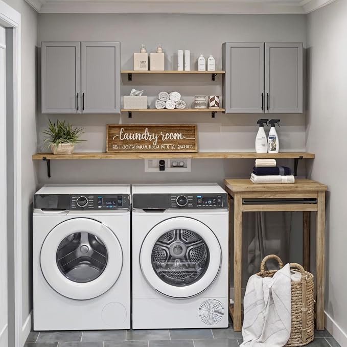FIMELLO 47.2" W Wall Cabinets for Laundry Room, Kitchen Wall Cabinets, Hanging Cabinets for Wall, Bathroom Wall Cabinet, with Adjustable Shelf, Shaker Doors, Grey