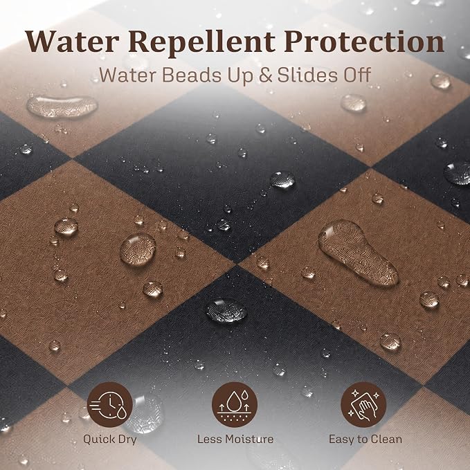 Ohocut Checkered Shower Curtain, Brown Black Plaid Shower Curtains for Bathroom, Cute Retro Checkboard Shower Curtain Vintage Aesthetic, Washable Fabric Bath Curtain 72''x72''