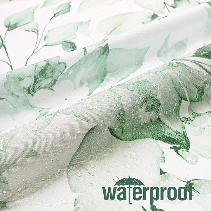 MintGreen Eucalyptus Shower Curtain, Watercolor Floral Print, 72x84 | Watercolor Plant Leaves Floral Print, Waterproof Fabric Bathroom Decor, Machine Washable, Rustproof Grommets
