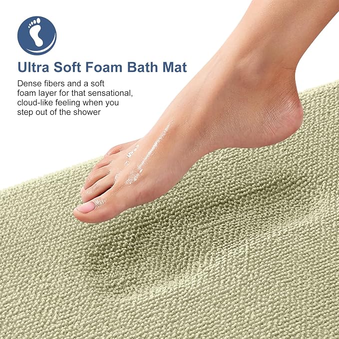 OLANLY Thick Memory Foam Bathroom Rugs 36x24, Absorbent Bath Mat, Vanilla | Soft Quick Dry Bath Rugs, Non-Slip, Machine Washable Carpet for Bathroom Floor, Tub and Shower, Home Decor Accessories