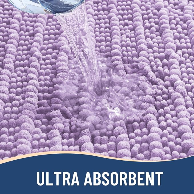 Arotive Bathroom Rugs Mat 24x16, Soft Absorbent Chenille Shaggy Bath Mat | Light Purple, Machine Wash Dry, Bath Rugs for Bathroom Floor, Tub and Shower, Home Decor Accessories