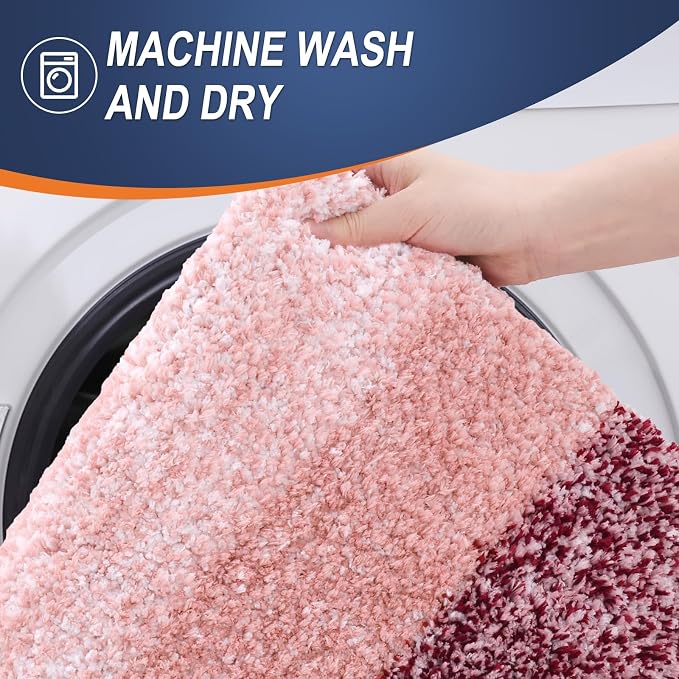 OLANLY Bathroom Runner Rug 59x24, Extra Soft Absorbent Microfiber Bath Rugs | Red, Non-Slip Quick-Drying Rubber Backing, Machine Washable Long Bath Mat for Floor, Tub and Shower, Home Decor Accessories