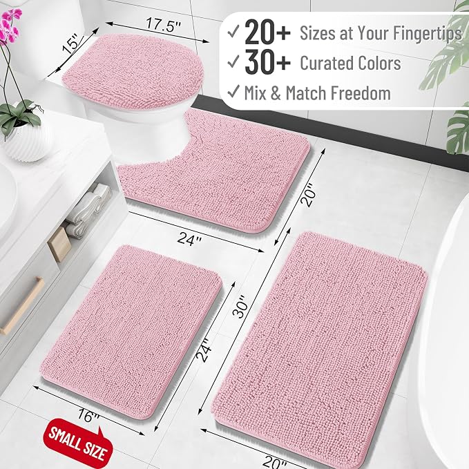 OLANLY Large Bathroom Rugs 47x32, Extra Soft Absorbent Chenille Bath Rugs | Dusty Rose, Quick-Drying Rubber Backing, Machine Washable Bath Mat for Bathroom Floor, Tub and Shower, Home Decor Accessories