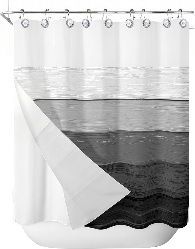 Sunlit Luxury Design Round Clear Diamond Crystal Gem Bling with Glide Balls Double Shower Curtain Hooks, Rust Proof Metal Rhinestones Glam Shower Curtain Rings-12 Pack