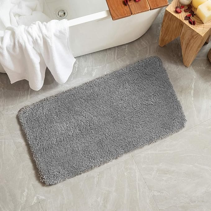 MIULEE Grey Large Bathroom Rugs Soft Microfiber Bath Mat 24x36 Inch | Absorbent, Non Slip, Quick Dry, Fluffy Bath Rugs for Bathroom Floor Tub Showers, Machine Washable