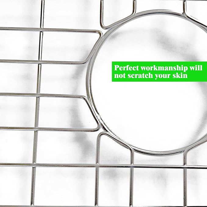 26"x14" Sink Protectors for Kitchen Sink with Rear Drain Hole | Rust Resistant Stainless Steel Kitchen Sink Grid and Sink Protectors, Sink Rack for Bottom of Sink with Sink Strainers