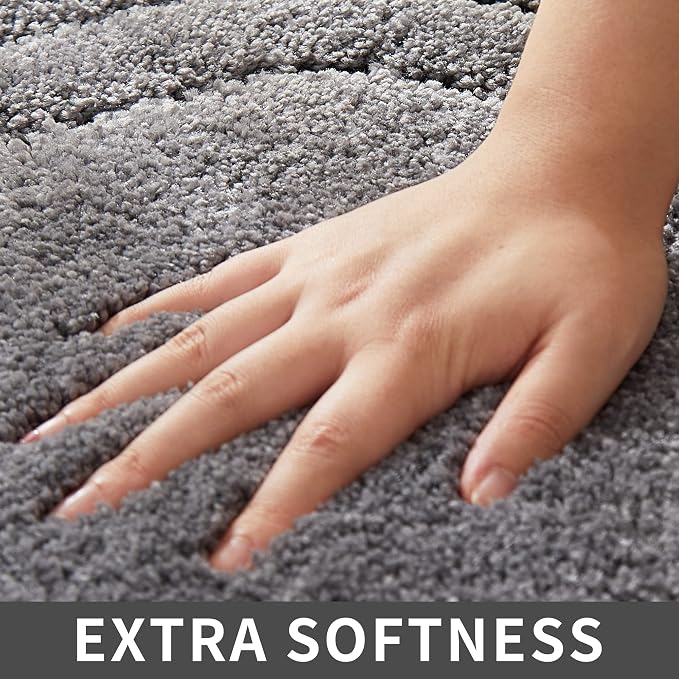COSY HOMEER Non-Slip Bath Mat Extra Thick Absorbent Plush Washable | 20"x32" Grey Non-Slip Extra Thick Plush Absorbent Machine Washable Bath Mat Bathroom Rug Floor Tub Shower