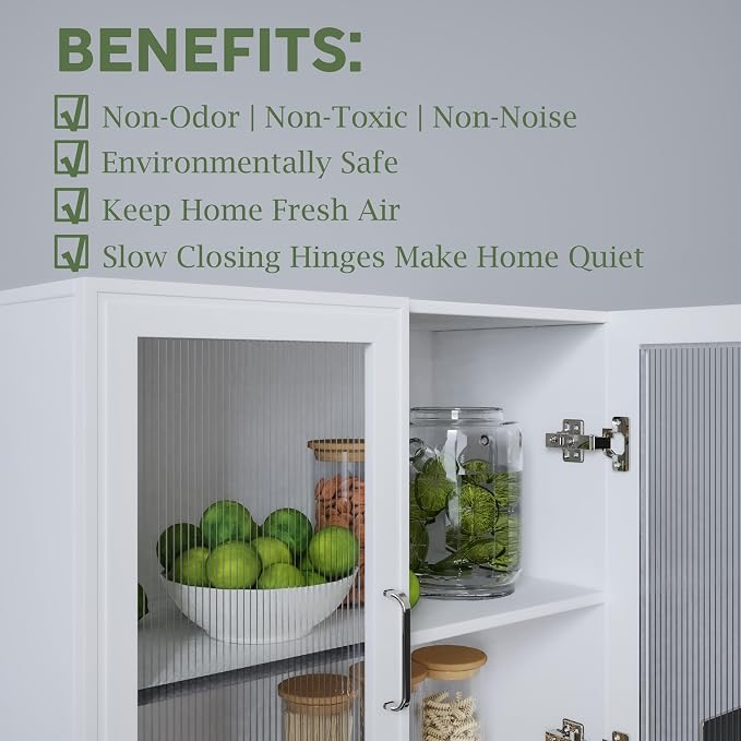 FIMELLO Wall Cabinet, Acrylic Glass Wall Mounted Storage Cabinets， Medicine Cabinet for Kitchen Garage Laundry, White