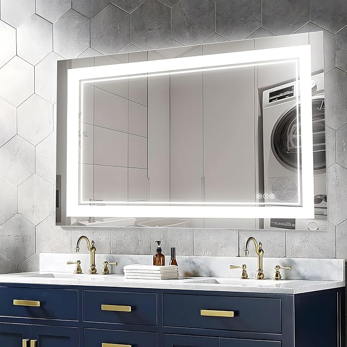 40"x32" LED Bathroom Mirror with Lights, Backlit + Front Lit Smart Bathroom Vanity Mirror, Anti-Fog, Stepless Dimmable, Memory Function, Shatterproof Tempered Glass for Wall