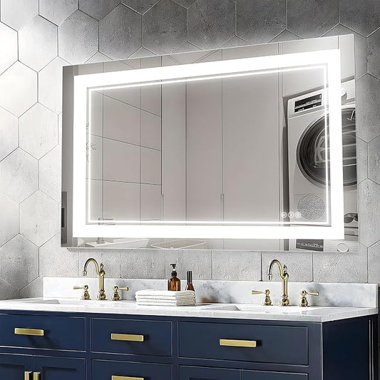 40"x32" LED Bathroom Mirror with Lights, Backlit + Front Lit Smart Bathroom Vanity Mirror, Anti-Fog, Stepless Dimmable, Memory Function, Shatterproof Tempered Glass for Wall