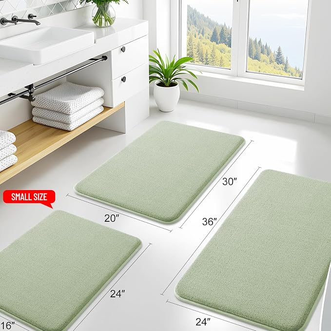 Smiry Memory Foam Bath Mat 59x20, Extra Soft Absorbent Bathroom Rugs | Sage Green Quick Dry, Machine Washable Bath Mats for Bathroom, Shower, Tub and Home Decor Accessories