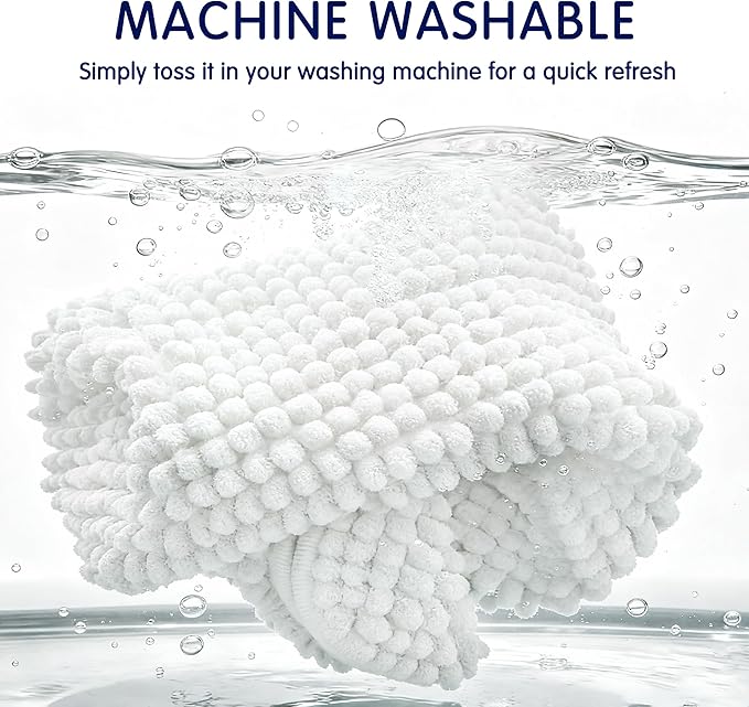 SUBRTEX Bathroom Rugs Chenille Bath Rug Soft Short Plush Bath Mat Soft Shower Mat Water Absorbent Shower Mat Quick Dry Machine Washable(White,18" x 24")