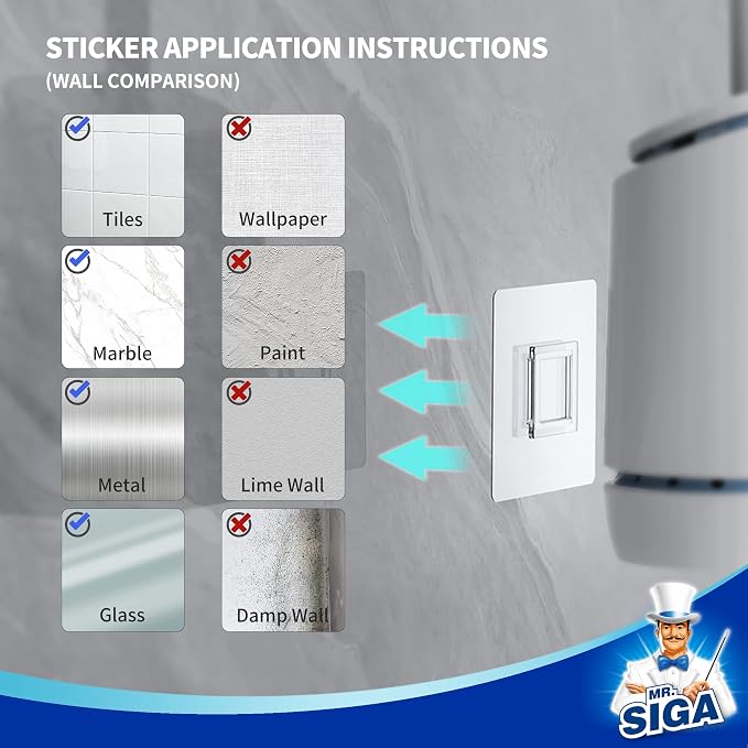 MR.SIGA Toilet Bowl Brush and Holder, Wall Mounted Toilet Brush, White | Automatic lid design, sturdy handle, upgraded ventilation, flat rubber head dries quickly