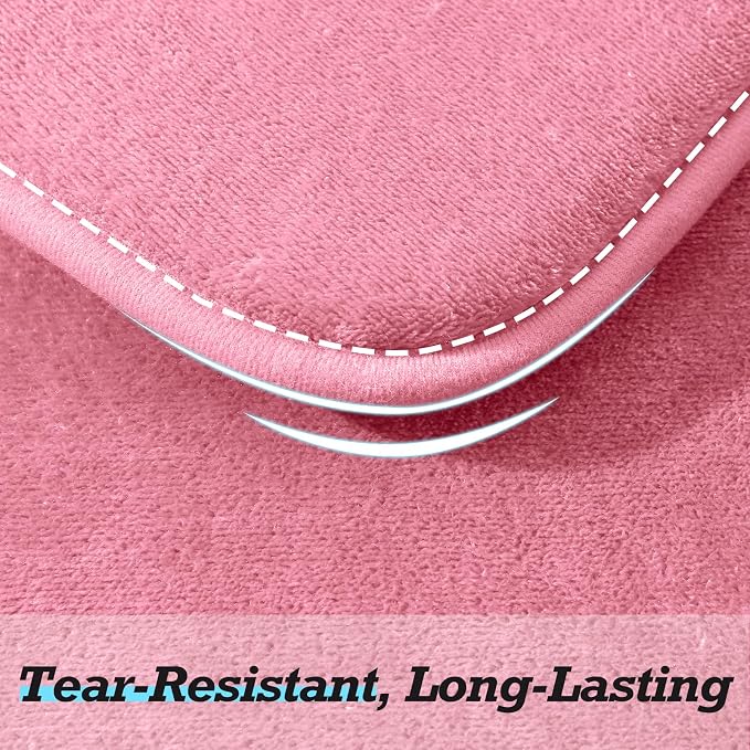 Bathroom Rugs Sets 3 Piece, Non-Slip & Quick Dry Bath Mat Set, Ultra Soft Velvet Bath Rugs for Bathroom, Toilet and Shower Floor, Pink