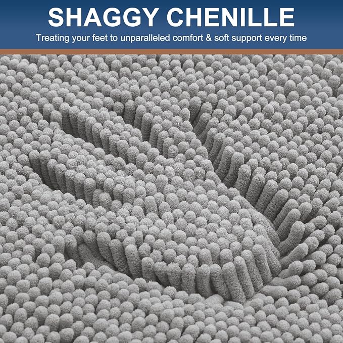 Smiry Toilet Rugs U-Shaped 20x20, Extra Soft Absorbent Contoured Bath Mat | Light Grey, Machine Washable Non Slip Luxury Chenille Contour Bath Rugs for Toilet