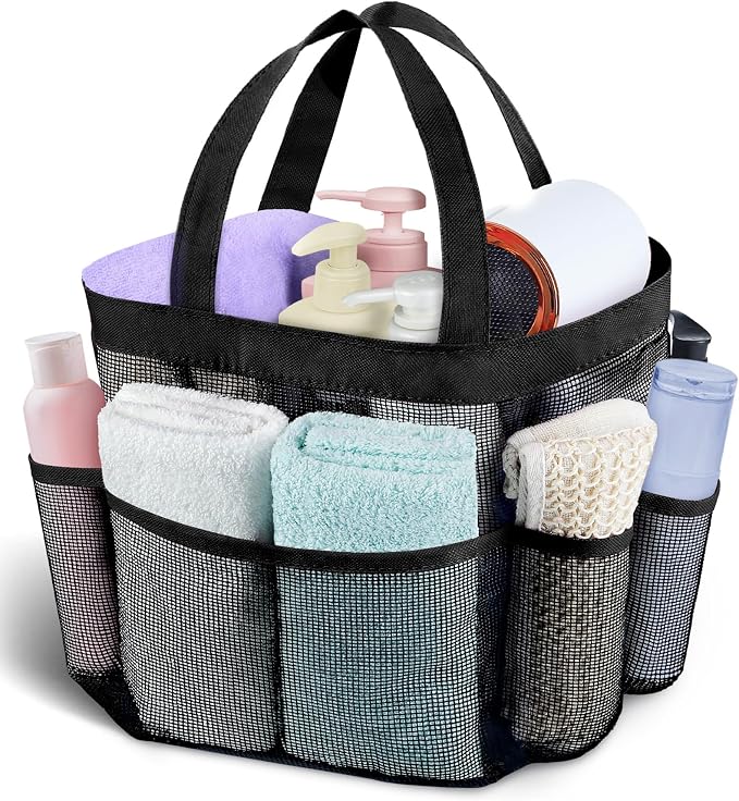Mesh Shower Caddy Portable - 9 Pockets, Shower Bag for Dorm Room Camping | 2 Handle Quick Dry Shower Bag College Dorm Room Essentials Large Capacity Hanging Basket for Bathroom Travel Swimming Gym