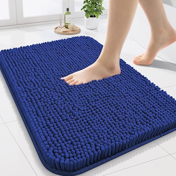 Arotive Bathroom Rugs 24x16, Soft Absorbent Shaggy Chenille Bath Rugs | Royal Blue, Machine Washable Rubber Backing Bath Mats for Bathroom Floor Tub and Shower Home Decor Accessories