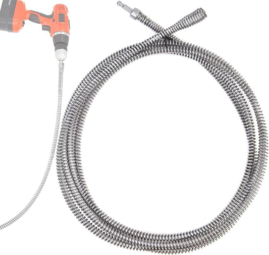 9.8 FT Drill Drain Snake,Sink Unclogging Tool That Can Be Connected To An Electric Drill, Hair Catcher Drain Snake,Drain Auger Drill Attachment,Drill Snake For Plumbing