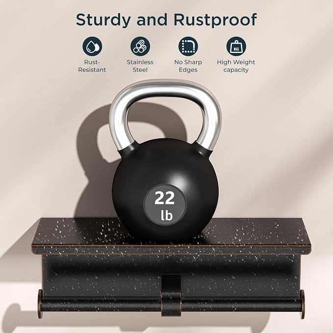 FORIOUS Toilet Paper Holder with Shelf, Commercial Toilet Paper Dispensers | Oil Rubbed Bronze | Wall Mount Bathroom Tissue Holder | SUS304 Stainless Steel Rustproof | Double Tissue Roll Holder