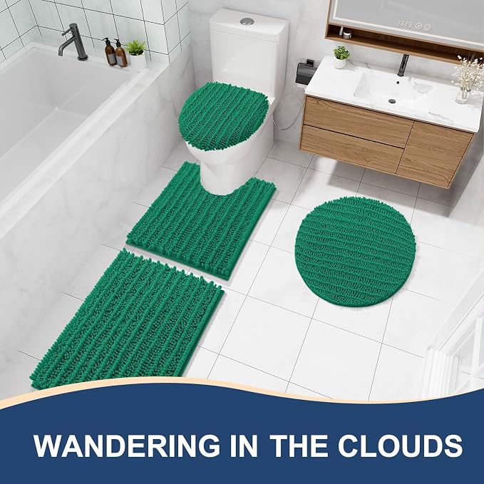 Arotive Bathroom Rugs Mat 30x20, Soft Absorbent Chenille Shaggy Bath Mat | Emerald, Machine Wash Dry, Bath Rugs for Bathroom Floor, Tub and Shower, Home Decor Accessories