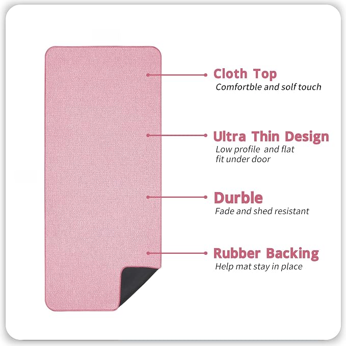 Bosap Bath Mat,Ultra Thin Bathroom Runner Rugs,Large Bath Mats for Bathroom,Quick Dry,Non-Slip,Machine Washable,Low Pile,Bath Rug,Shower Outside,Sink,Home Decor Accessories.Pink,2'x6'(24x72inch)