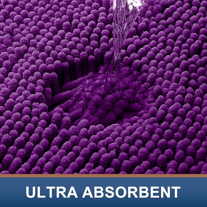 Smiry Bathroom Rugs 30X20, Luxury Chenille Extra Soft Absorbent Bath Mat | Violet, Machine Washable Non-Slip Plush Bath Mats for Bathroom, Tub, Shower, and Floor, Home Decor