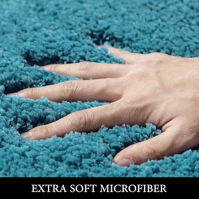 MIULEE Teal Bathroom Rugs Soft Small Microfiber Bath Mat 16x24 Inch | Absorbent, Non Slip, Quick Dry, Fluffy Bath Rugs for Bathroom Floor Tub Showers, Machine Washable