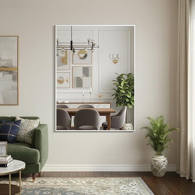 FICTOR Bathroom Vanity Mirror for Over Sink, 30" x 40", Silver | Anti-Rust Frame, Shatterproof Tempered Glass, Vertical/Horizontal Wall Mounted Mirror for Bedroom, Entryway, Living Room