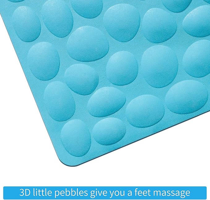 Non-Slip Bathtub Mat OTHWAY Soft Rubber Bathroom Bathmat with Strong Suction Cups (Blue)