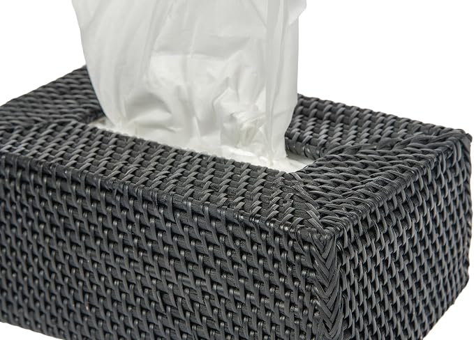 Kouboo Loma Rectangular Rattan Tissue Box Cover - Parent (Solid Black)