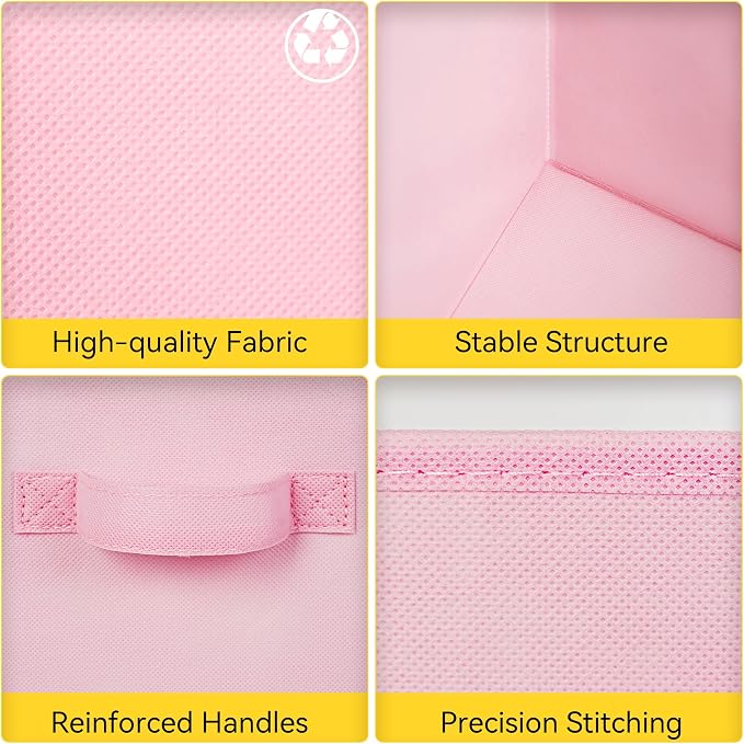Cupic Cupid 6-Pack 13x13 Cube Storage Organizer, Cube Bins, Pink Gradient | Foldable, Reinforced Handle, Holds Clothes, Toys, Daily Essentials and More, Fits Closet, Shelves, Nursery, Playroom