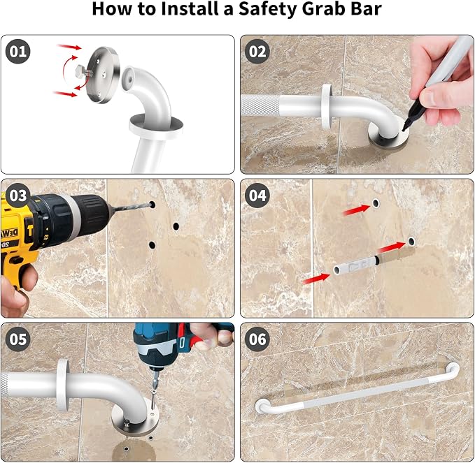 40 Inch Handicap Grab Bars, Munzong Bathroom Grab Bar for Showers White | Anti Slip Knurled Handicap Balance Bar Safety Hand Rail Support Elderly Senior Assist Bath Handle