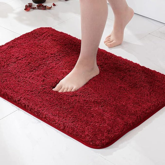 MIULEE Red Bathroom Runner Rugs Soft Microfiber Bath Mat 24x48 Inch | Absorbent, Non Slip, Quick Dry, Fluffy Bath Rugs for Bathroom Floor Tub Showers, Machine Washable
