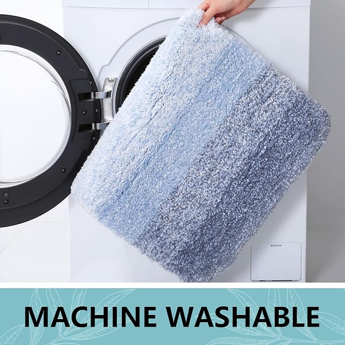 Arotive Microfiber Bathroom Rugs, Shaggy Soft Absorbent Bath Rug, 30x20 | LightBlue, Rubber Backing Thick Plush Machine Washable Dry Bath Mats for Bathroom, Tub and Shower, Rectangular