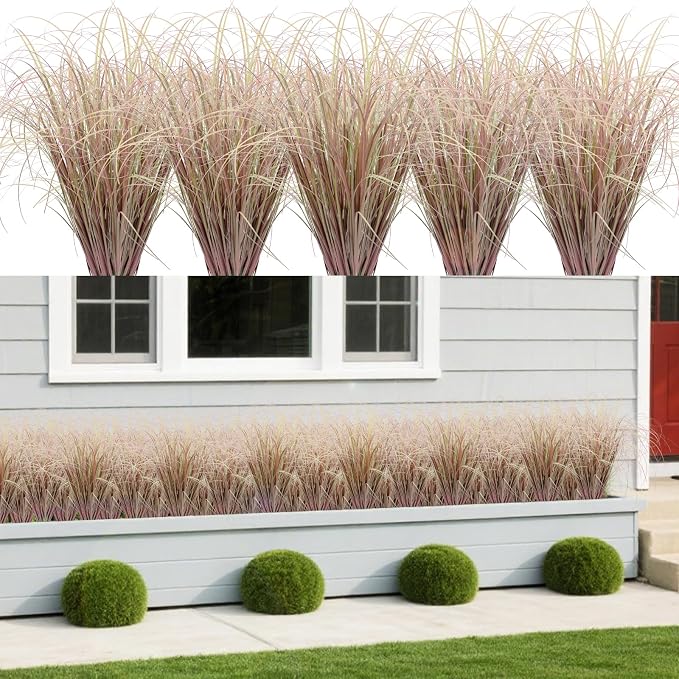 100Pcs Artificial Grass Plants, Faux Shrubs Wheat Grass, Artificial Tall Grasses Fake Plants for Outdoor Decor,Artificial Greenery Stems Weed for Room Indoor Home Decor（Light Purple）