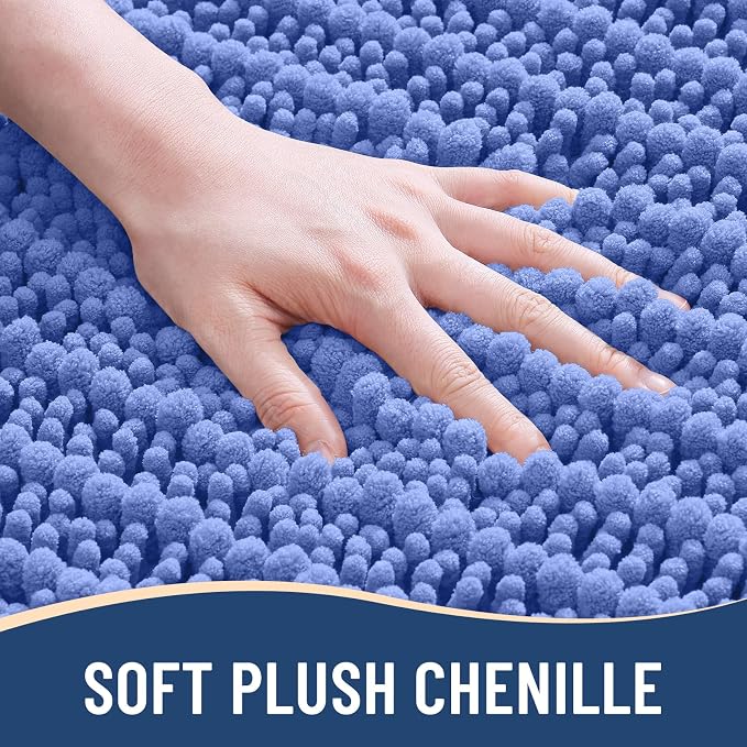 Arotive Bathroom Rugs Mat 24x16, Soft Absorbent Chenille Shaggy Bath Mat | Cornflower Blue, Machine Wash Dry, Bath Rugs for Bathroom Floor, Tub and Shower, Home Decor Accessories