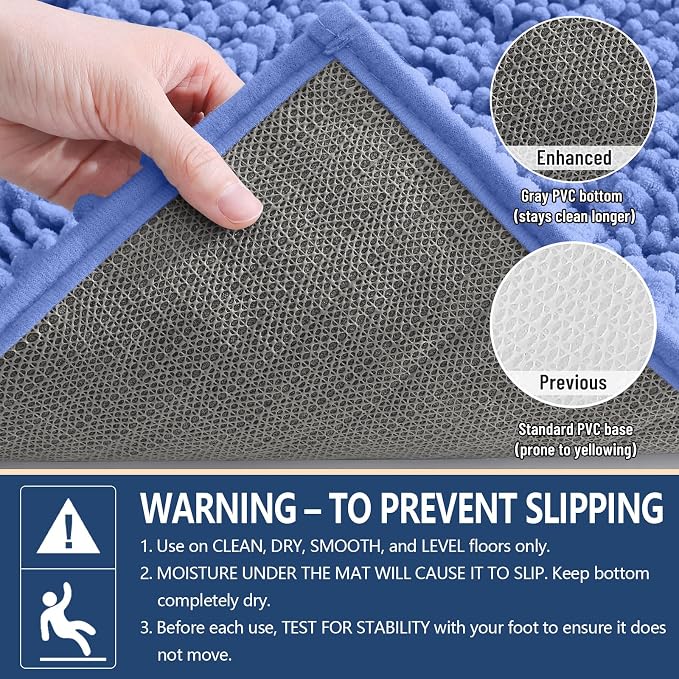 Arotive Bathroom Rugs Mat 36x24, Soft Absorbent Chenille Shaggy Bath Mat | Cornflower Blue, Machine Wash Dry, Bath Rugs for Bathroom Floor, Tub and Shower, Home Decor Accessories