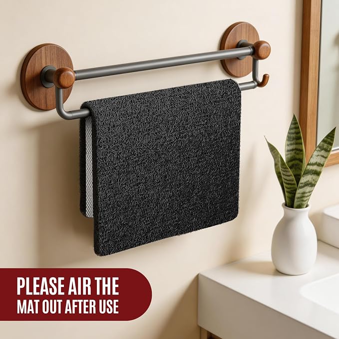 17 * 24in Shower Mat Bathtub Mat Non Slip | Bathmats Non Slip, Quick Drying Foot Scrubber Loofah Mats for Inside Shower, Tub, Bathroom, Home, Black
