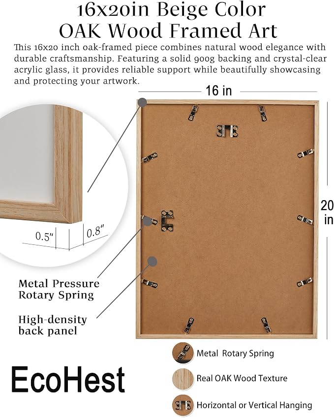 EcoHest 16x20 in Cool Girl Newspaper Framed Wall Art for Bedroom | Solid Oak Wood Frame, Canvas Wall Art, Girly Fashion Magazine Decor for Bedroom, Apartment, Dorm, College Room, 1Pack