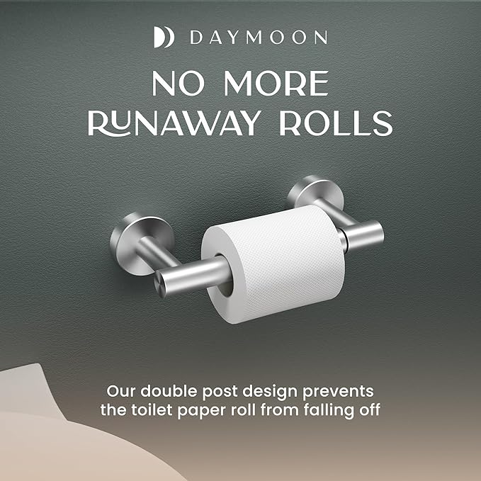 Day Moon™ - Toilet Paper Holder - Modern Roll Holder for Bathroom - 2 Pack - Wall Mount, Brushed Nickel