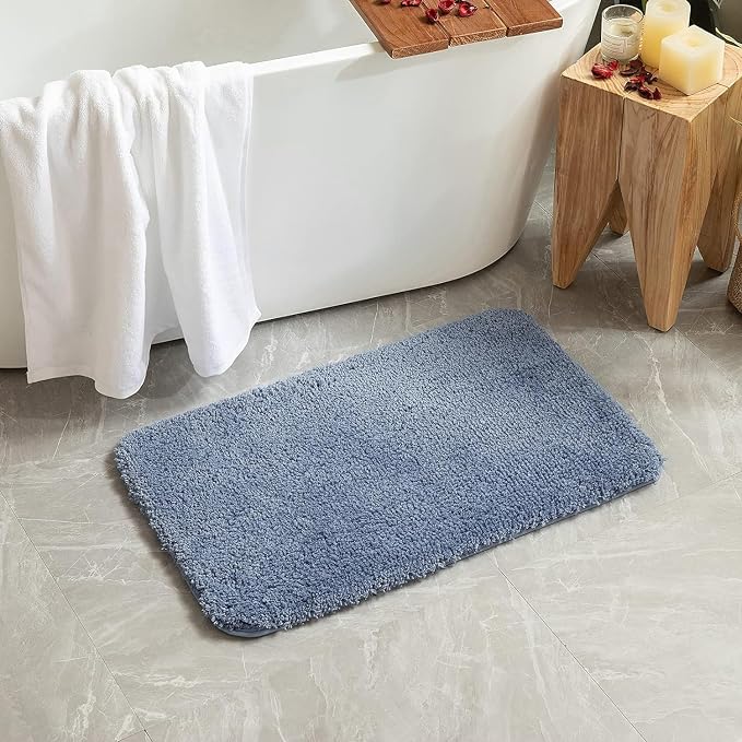 MIULEE Dusty Blue Bathroom Runner Rugs Soft Microfiber Bath Mat 24x40 Inch | Absorbent, Non Slip, Quick Dry, Fluffy Bath Rugs for Bathroom Floor Tub Showers, Machine Washable