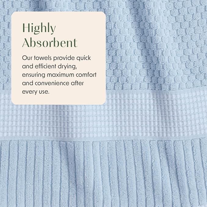 100% Cotton 6 Piece Bath Towel Set | Blue Towels | Oeko‑TEX Standard 100 | Soft & Absorbent, Quick‑Dry | Trinity Collection - Chambray Blue