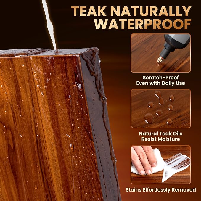 24 Inch Teak Floating Wall Shelves Set of 2 | Weather Resistant, Heavy Duty Hidden Brackets, Natural Wood Grain, Wall Storage For Bathroom, Kitchen, Living Room & Outdoor