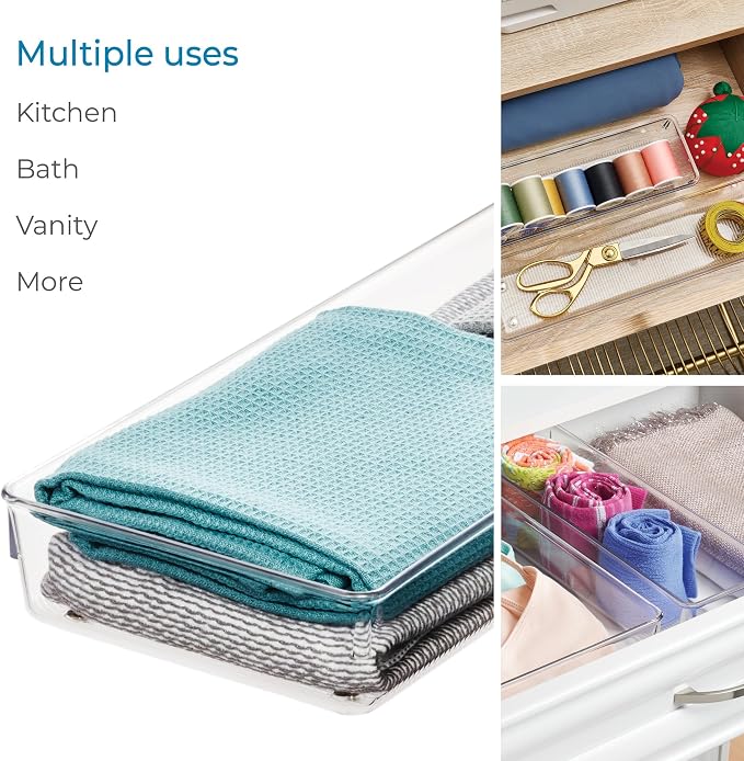 iDesign 5-Piece Kitchen Drawer Organizer Set, Clear | For Kitchen, Counter Top, Pantry
